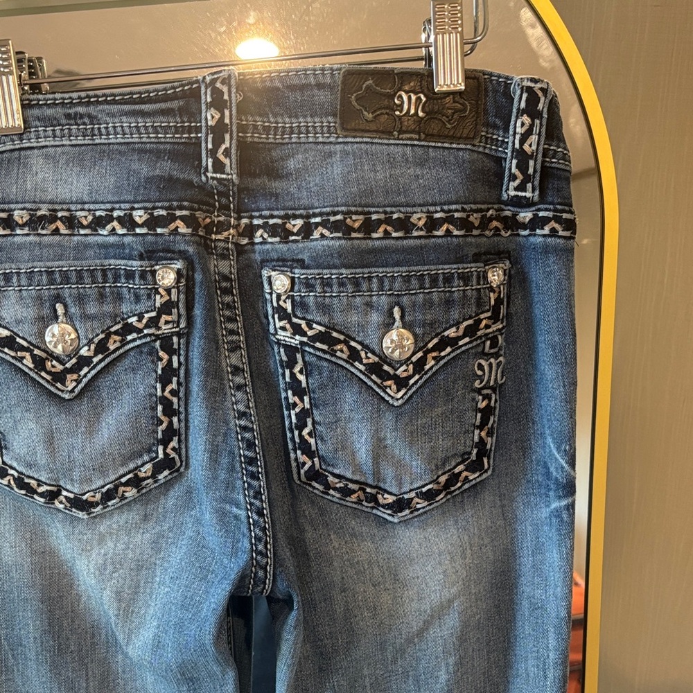 Miss Me Blue Boot Cut Jeans with Embellished Pockets